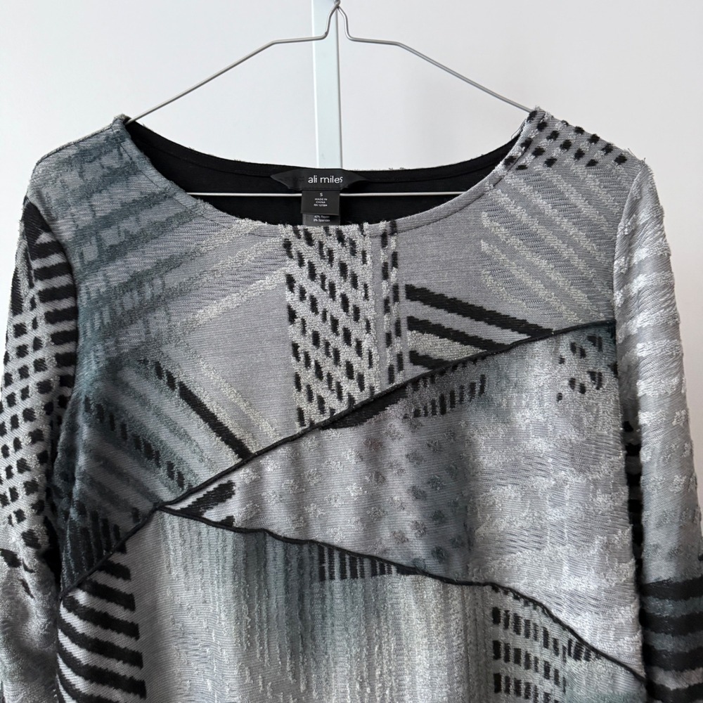 Ali Miles sz‎ S Geometric Print Long Sleeve Tunic Top Lagenlook Boho - Picture 2 of 6